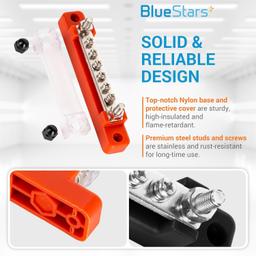 2-pack Bus Bar 130A AC/ 150A DC, 300V AC/ 48V DC, 6 Terminal Power Distribution Block with 12 Wire Lugs - Battery Junction Post thumbnail 4