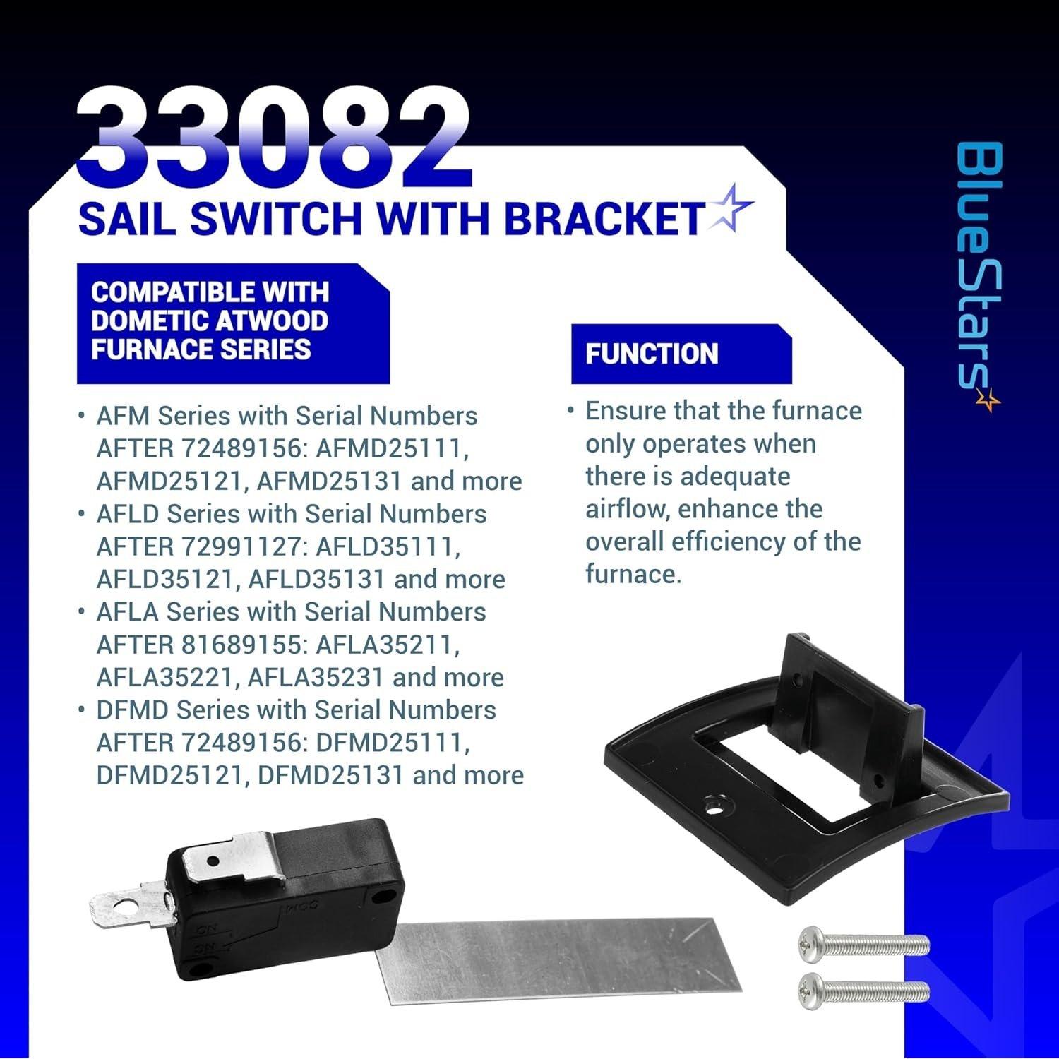 [Lifetime Warranty] 33082 Sail Switch with Bracket - Compatible with Dometic Atwood RV Furnace Sail Switch, SVC Df Sail Sw W/Brkt M/L Kit - Pack of 2 image 7