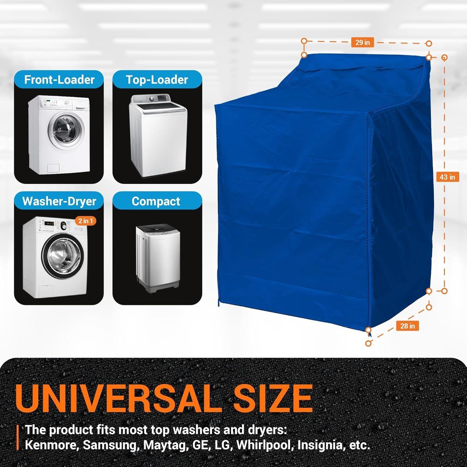[Lifetime Warranty] W29" x D28" x H43" Washing Machine Cover For Top-load (Blue) image 6
