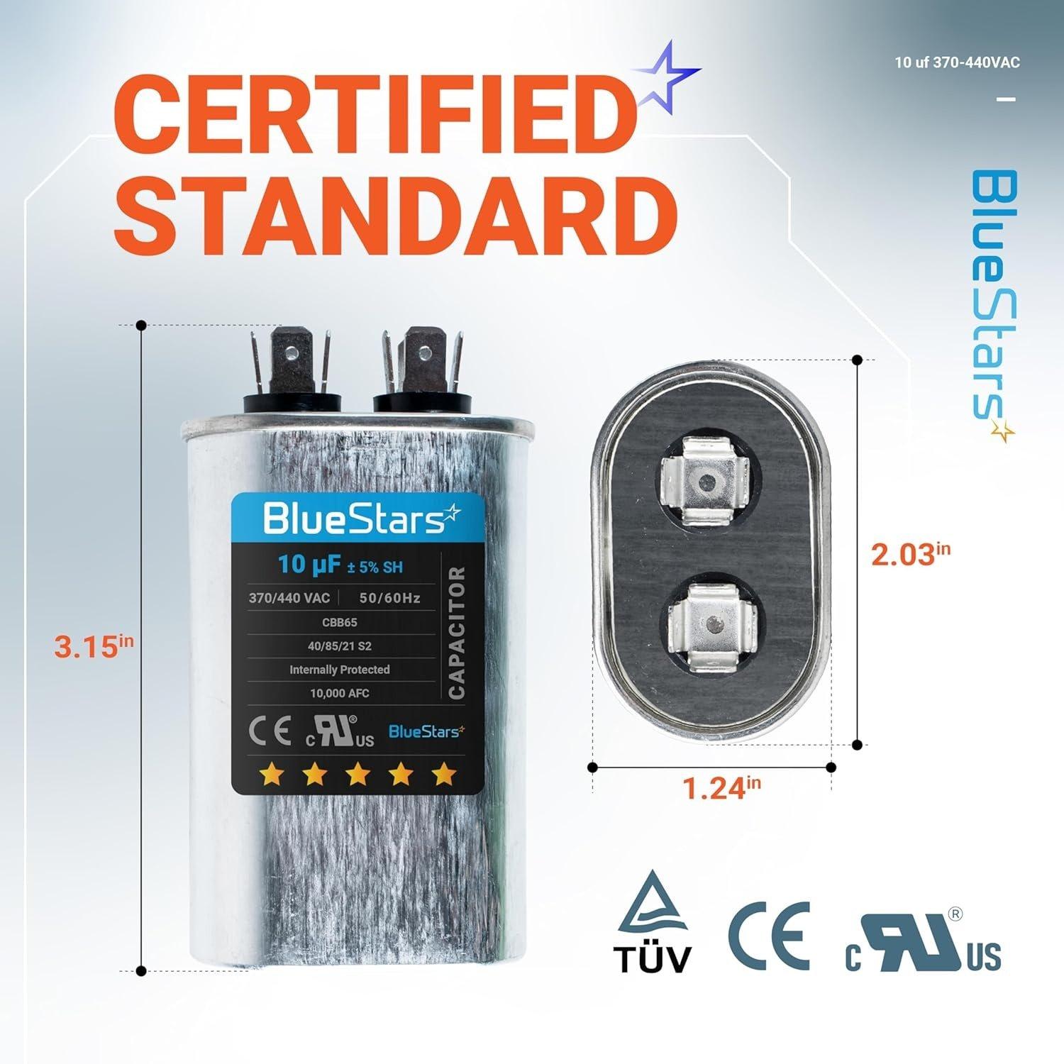 [Lifetime Warranty] 10 uF MFD Â±5% 370/440 VAC CBB65 CBB65A Oval Run Start Capacitor - Fits AC Unit Fan Motor, Pool Pump, Condenser image 6