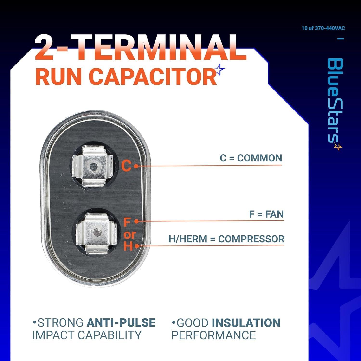 [Lifetime Warranty] 10 uF MFD Â±5% 370/440 VAC CBB65 CBB65A Oval Run Start Capacitor - Fits AC Unit Fan Motor, Pool Pump, Condenser image 4