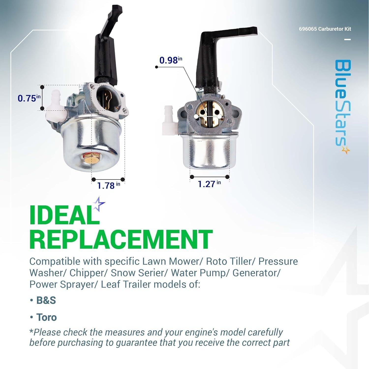 [Lifetime Warranty] 696065 697422 Carburetor with Mounting Gaskets Kit image 5