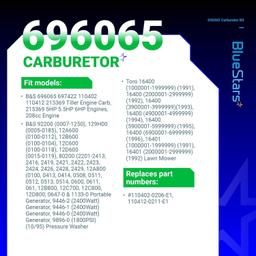 [Lifetime Warranty] 696065 697422 Carburetor with Mounting Gaskets Kit thumbnail 2