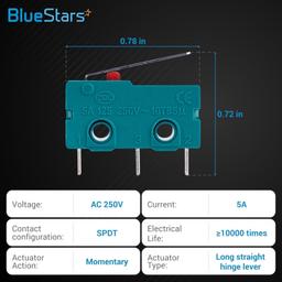 Pack of 10 KW4-3Z-3 Micro Limit Switch Lever Arm 28mm Long with 3 Terminals 250VAC/125VDC 5A thumbnail 1