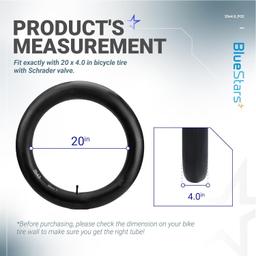 [Lifetime Warranty] 20x4.0 Bike Inner Tubes - Schrader Valve, Butyl Rubber - Pack of 2 thumbnail 2