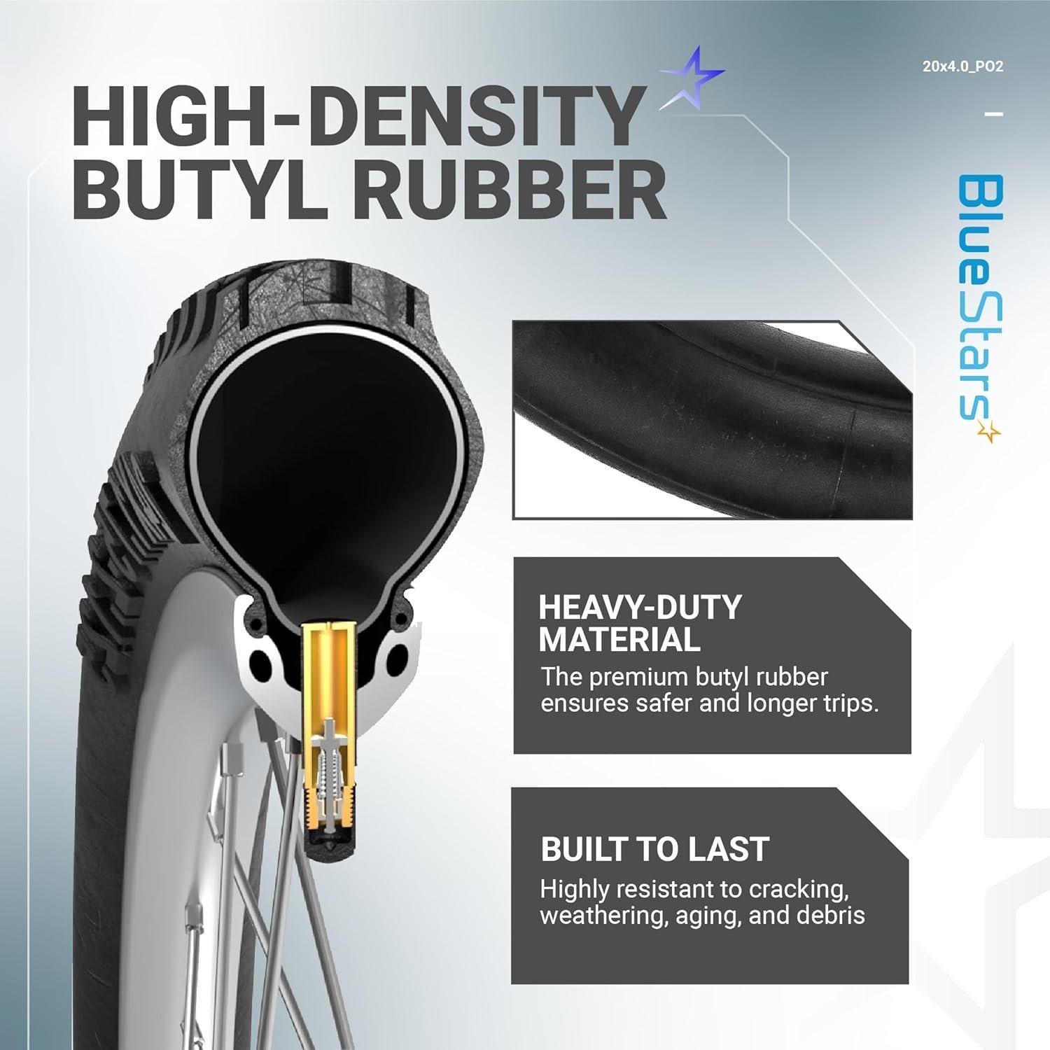 [Lifetime Warranty] 20x4.0 Bike Inner Tubes - Schrader Valve, Butyl Rubber - Pack of 2 image 4