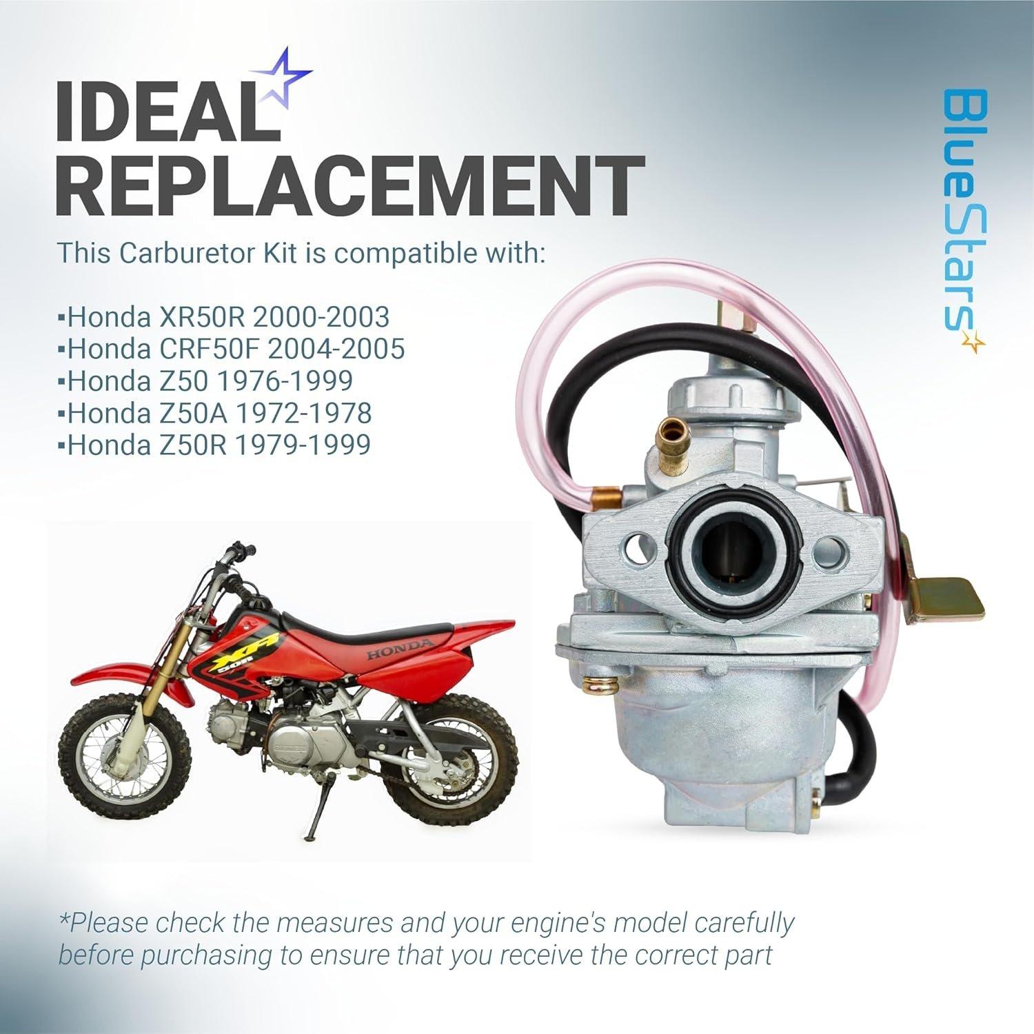 [Lifetime Warranty] Carburetor Kit for Honda CRF50F 2004-2012 Honda Z50RD 1986, Z50R 1979-1999, Z50A 1972-1978 Mini Trail 50 Mini Bike Carb and more - Carburetor Kit with Air Filter & Fuel Valve Petcock image 3