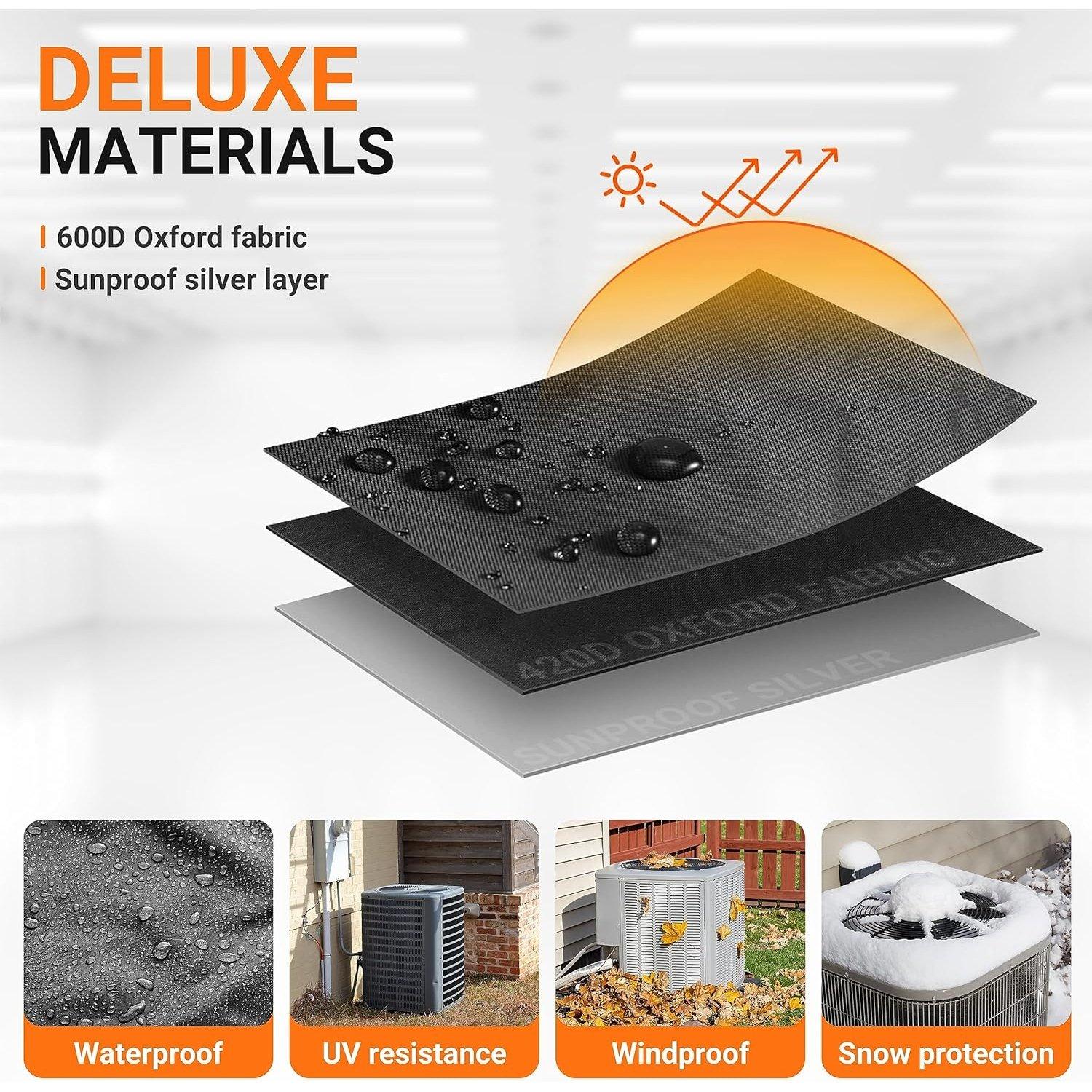 [Lifetime Warranty] 30"x30"x36" Central Air Conditioner Cover for Outside Units - Waterproof & Windproof Outdoor AC Units Cover For Winter (Black) image 2