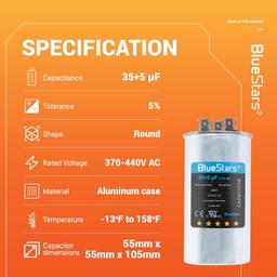 [Lifetime Warranty] 35+5 uF MFD 370/440 VAC Dual Run Round Air Conditioner Capacitor - Fits AC Unit Fan Motor, Heat Pump - Replaces 97F9834 - Z97F9834 thumbnail 3