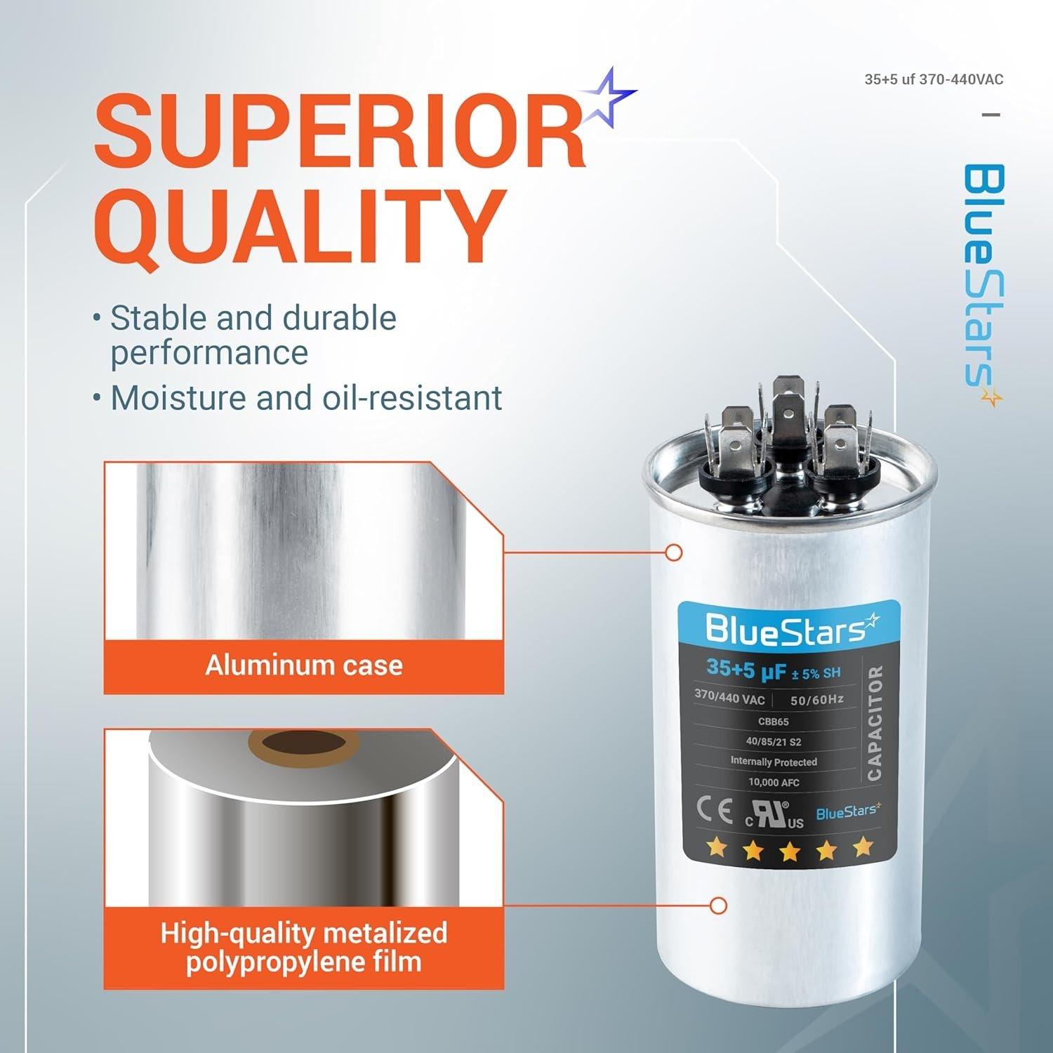 [Lifetime Warranty] 35+5 uF MFD 370/440 VAC Dual Run Round Air Conditioner Capacitor - Fits AC Unit Fan Motor, Heat Pump - Replaces 97F9834 - Z97F9834 image 9