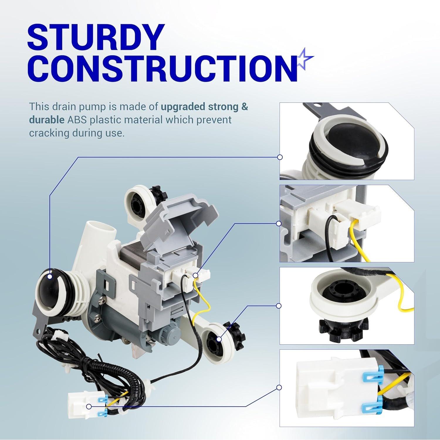 [Lifetime Warranty] DC97-19289F Washer Drain Pump - For Samsung WA45M7050AW/A4 WA50F9A7DSP/A2 WA45H7000AW/A2 WA45T3200AW/A4 WA48H7400AW/A2 WA44A3405AW/A4 WA456DRHDSU/AA - Replaces DC97-17349B DC97-17366A image 4