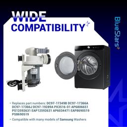 [Lifetime Warranty] DC97-19289F Washer Drain Pump - For Samsung WA45M7050AW/A4 WA50F9A7DSP/A2 WA45H7000AW/A2 WA45T3200AW/A4 WA48H7400AW/A2 WA44A3405AW/A4 WA456DRHDSU/AA - Replaces DC97-17349B DC97-17366A thumbnail 3