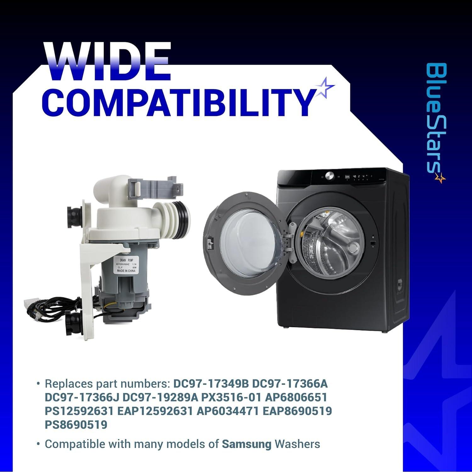 [Lifetime Warranty] DC97-19289F Washer Drain Pump - For Samsung WA45M7050AW/A4 WA50F9A7DSP/A2 WA45H7000AW/A2 WA45T3200AW/A4 WA48H7400AW/A2 WA44A3405AW/A4 WA456DRHDSU/AA - Replaces DC97-17349B DC97-17366A image 3