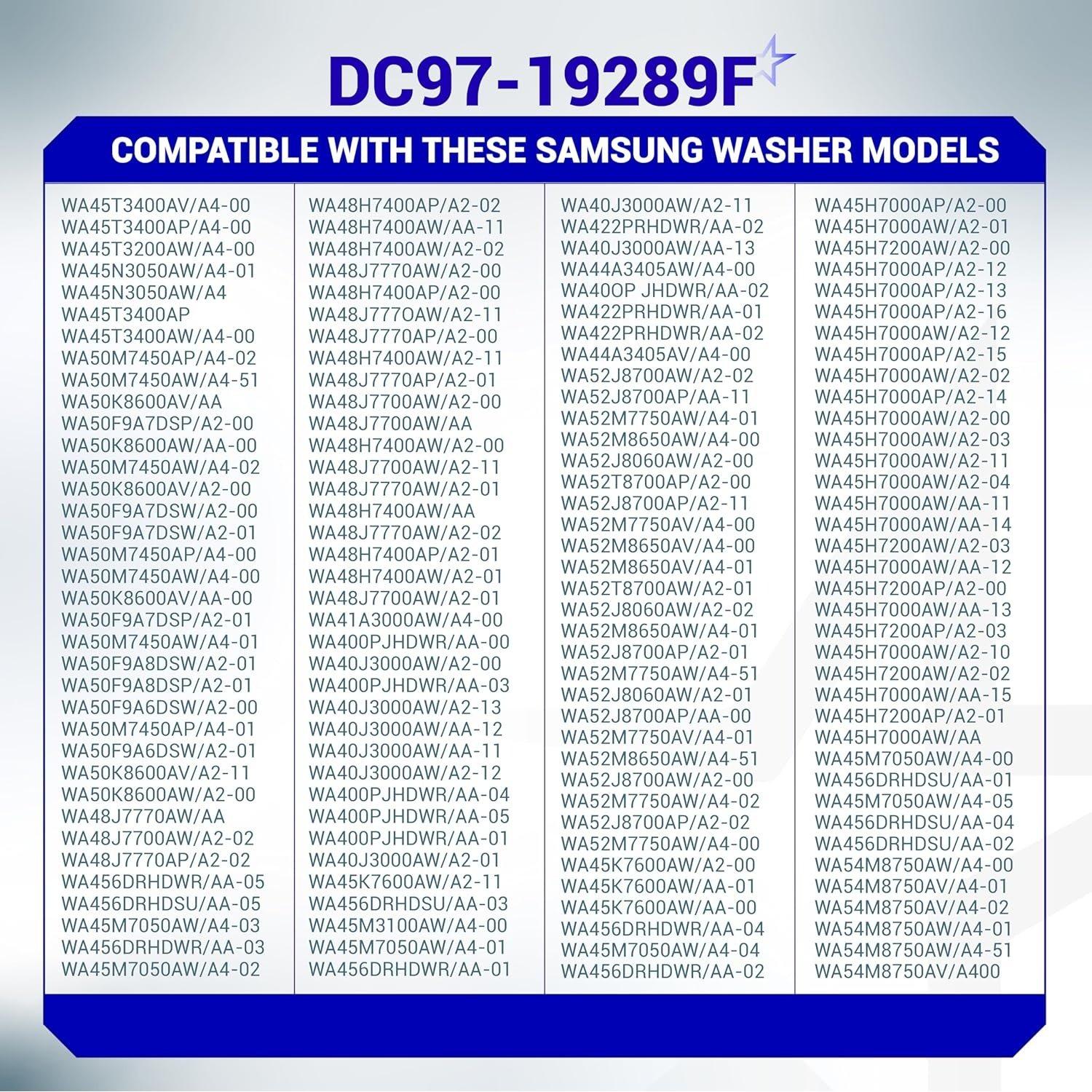 [Lifetime Warranty] DC97-19289F Washer Drain Pump - For Samsung WA45M7050AW/A4 WA50F9A7DSP/A2 WA45H7000AW/A2 WA45T3200AW/A4 WA48H7400AW/A2 WA44A3405AW/A4 WA456DRHDSU/AA - Replaces DC97-17349B DC97-17366A image 1