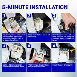 [Lifetime Warranty] DC97-19289F Washer Drain Pump - For Samsung WA45M7050AW/A4 WA50F9A7DSP/A2 WA45H7000AW/A2 WA45T3200AW/A4 WA48H7400AW/A2 WA44A3405AW/A4 WA456DRHDSU/AA - Replaces DC97-17349B DC97-17366A thumbnail 8