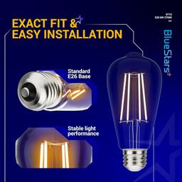 [Lifetime Warranty] Vintage ST58 ST19 LED Filament E26 Medium Base Edison Light Bulbs thumbnail 1
