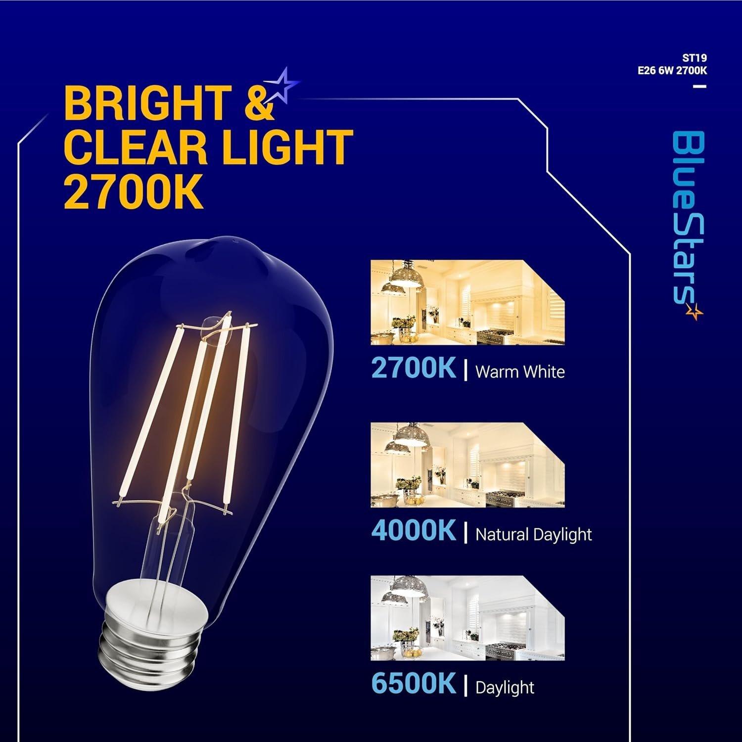 [Lifetime Warranty] Vintage ST58 ST19 LED Filament E26 Medium Base Edison Light Bulbs image 3