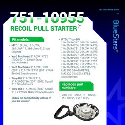751-10955 951-10955 Recoil Starter Assembly Part MTD thumbnail 8