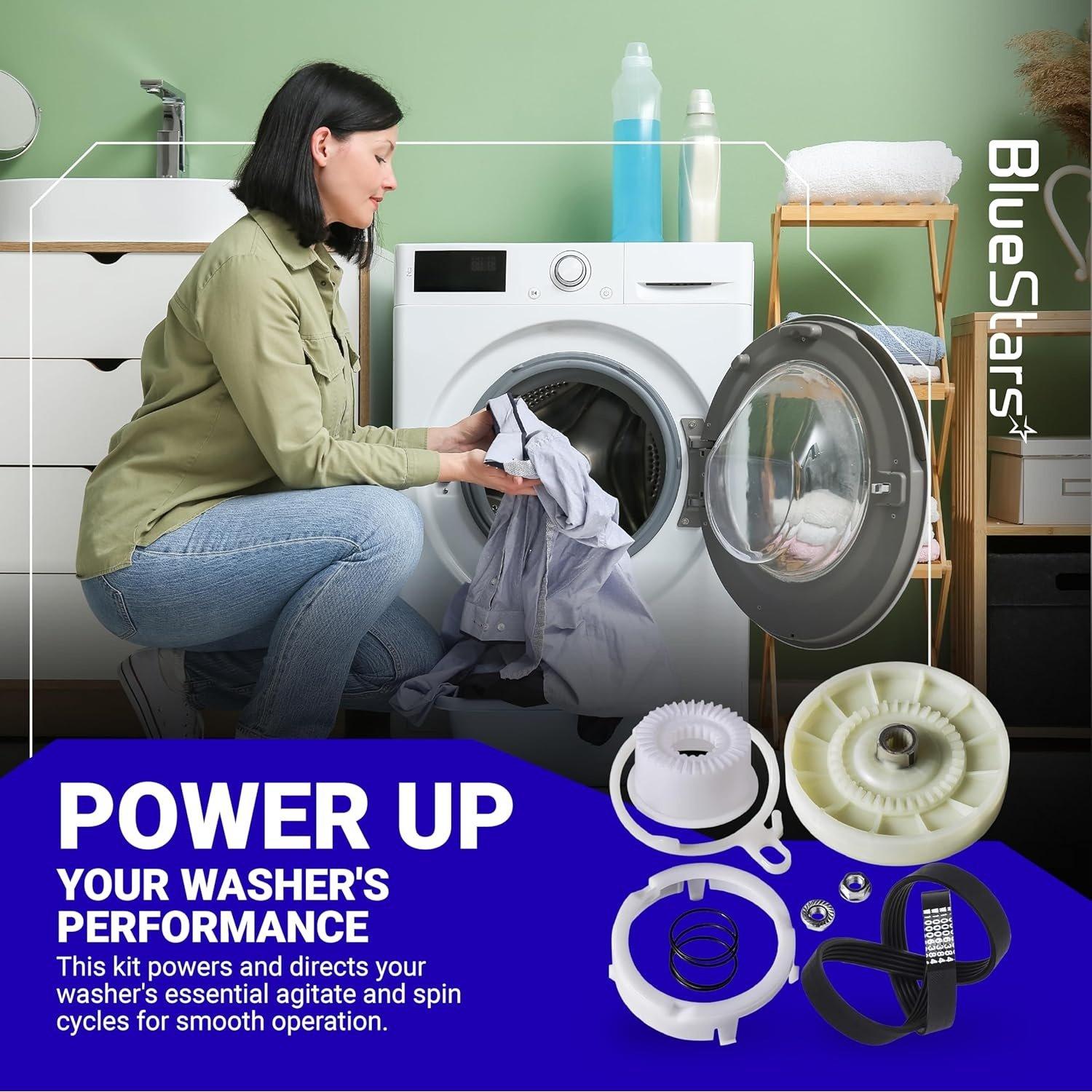 [Lifetime Warranty] W10721967 Washer Pulley Clutch Kit & W10006384 Drive Belt - Compatible with Whirlpool Kenmore Maytag - Replaces W10006356 W10006354 PS10057144 W10326374 WTW5000DW1 MVWX655DW1 image 5