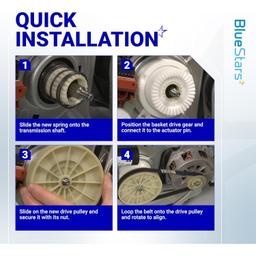 [Lifetime Warranty] W10721967 Washer Pulley Clutch Kit & W10006384 Drive Belt - Compatible with Whirlpool Kenmore Maytag - Replaces W10006356 W10006354 PS10057144 W10326374 WTW5000DW1 MVWX655DW1 thumbnail 3