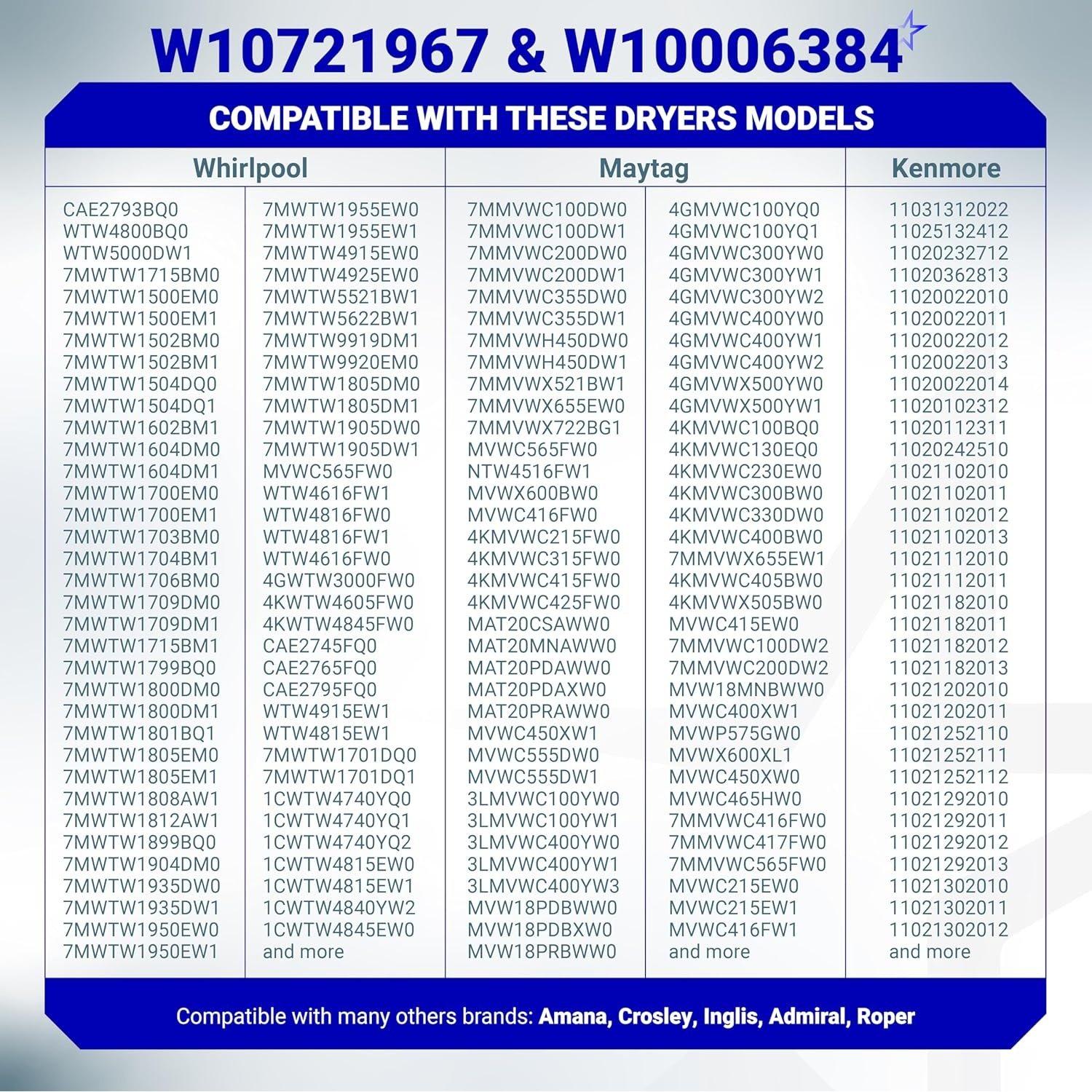 [Lifetime Warranty] W10721967 Washer Pulley Clutch Kit & W10006384 Drive Belt - Compatible with Whirlpool Kenmore Maytag - Replaces W10006356 W10006354 PS10057144 W10326374 WTW5000DW1 MVWX655DW1 image 1