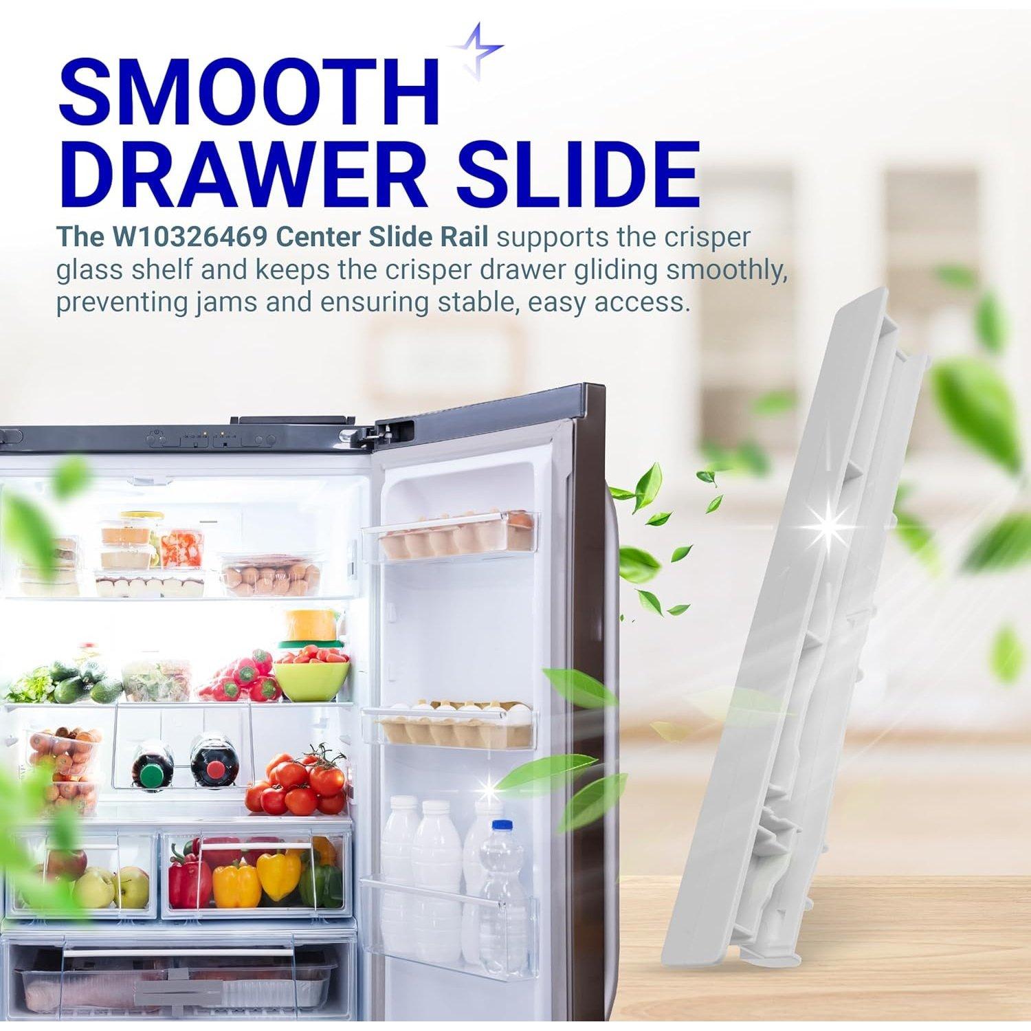 [Lifetime Warranty] W10326469 Refrigerator Center Drawer Slide Rail - Compatible with Whirlpool Kenmore Maytag KitchenAid Amana JennAir - Replaces WPW10326469 AP6019603 12796401 1796813 67004514 PS11752912 image 4