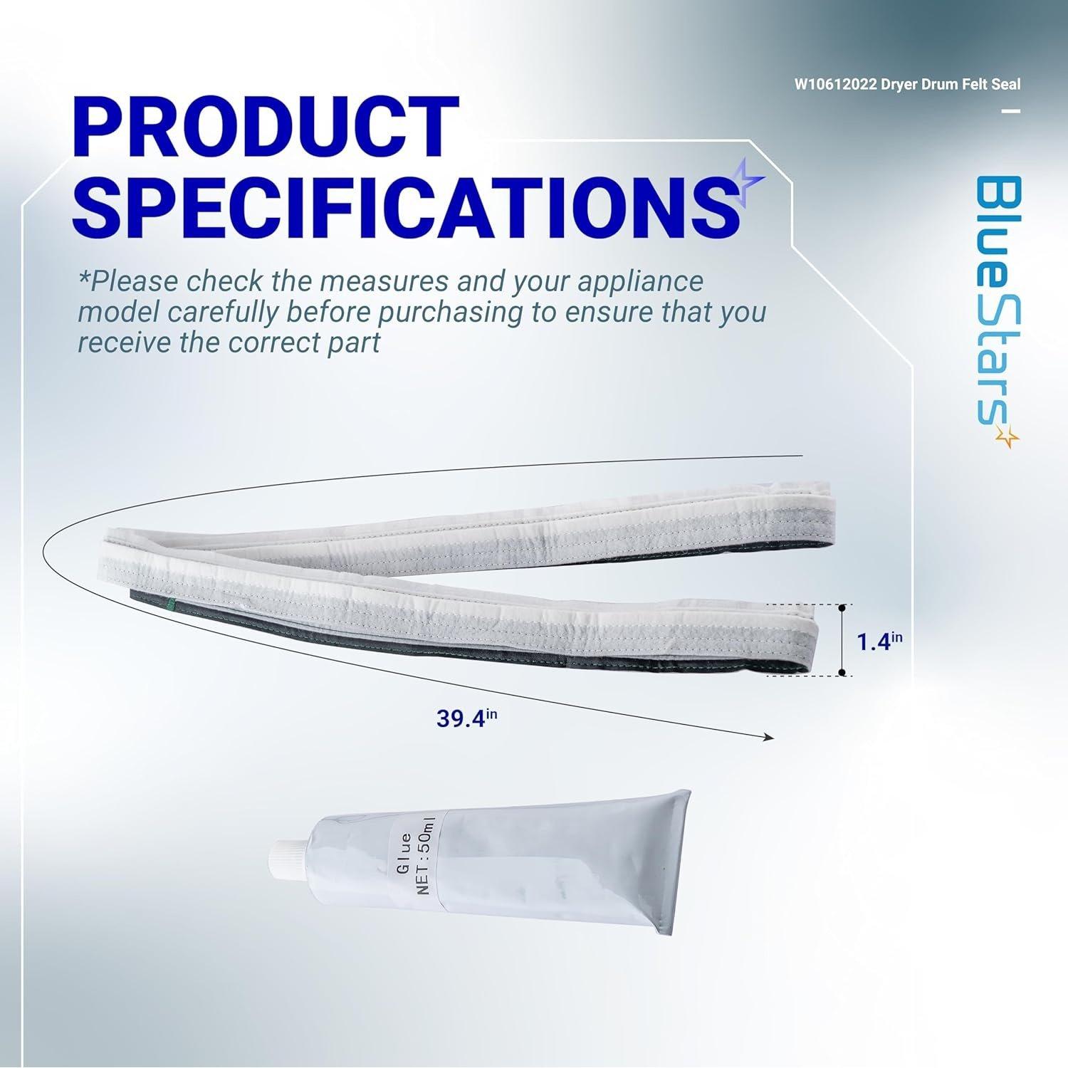 [Lifetime Warranty] W10612022 Dryer Rear Drum Felt Seal Kit image 8