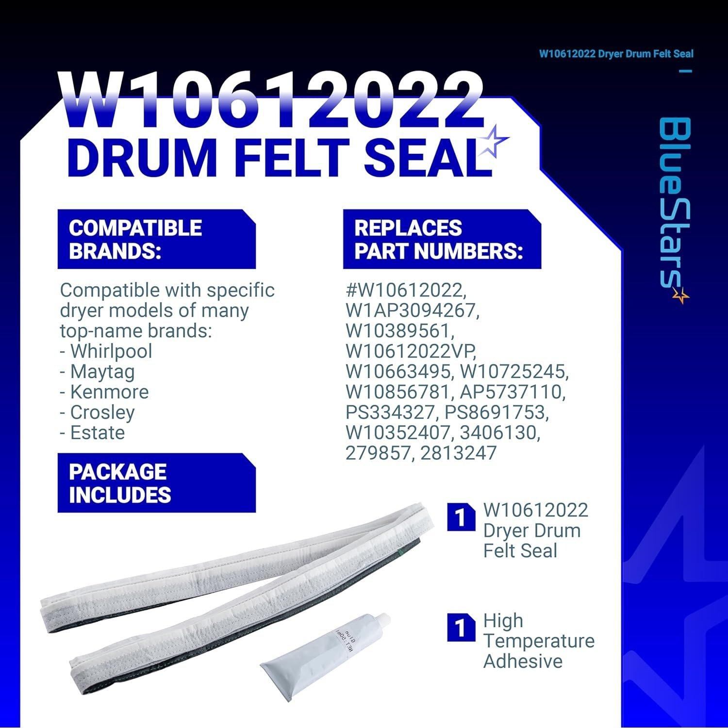 [Lifetime Warranty] W10612022 Dryer Rear Drum Felt Seal Kit image 5
