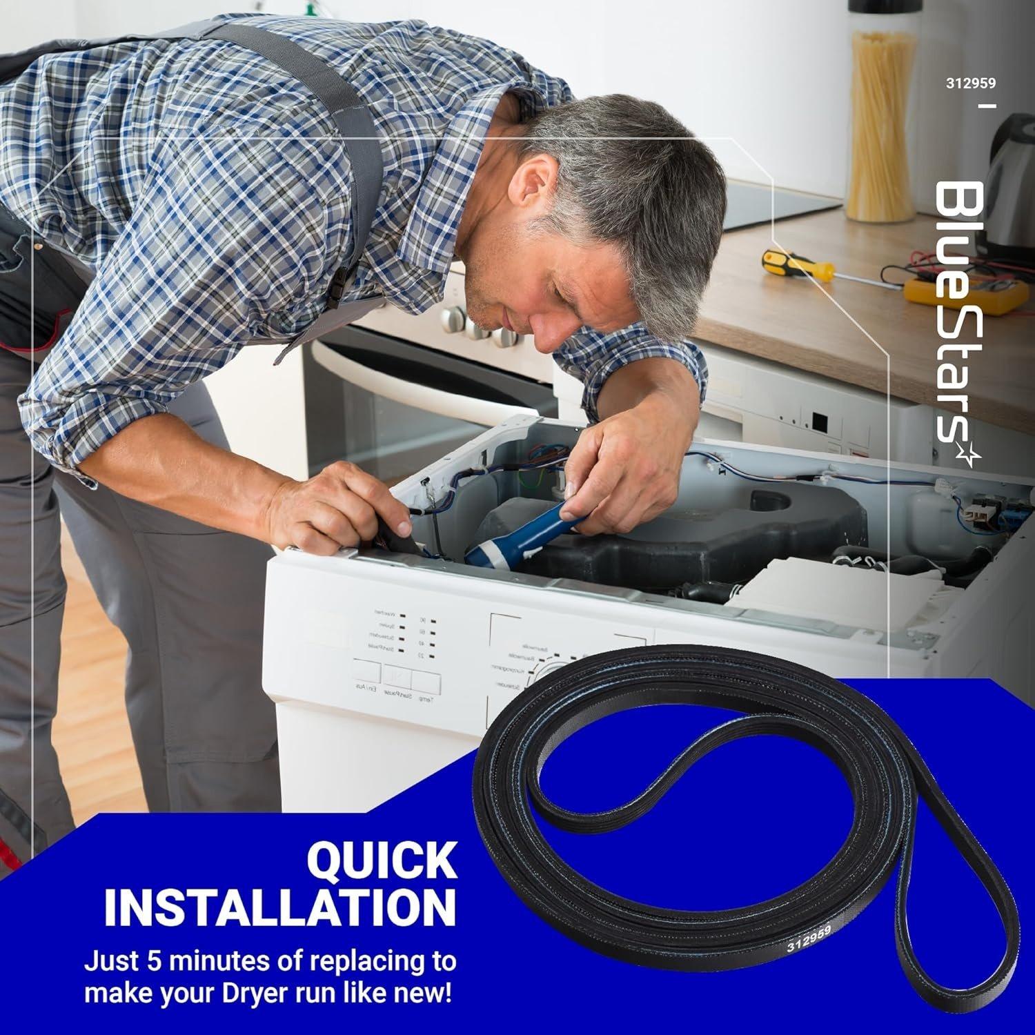 [Lifetime Warranty] WPY312959 (Y312959 312959) Dryer Belt - Compatible with Whirlpool Maytag Dryer Belt - Replaces 3-12959, 3-14774, LB234, 6-3129590, 314774, 314774 WPY, WPY312959VP image 1