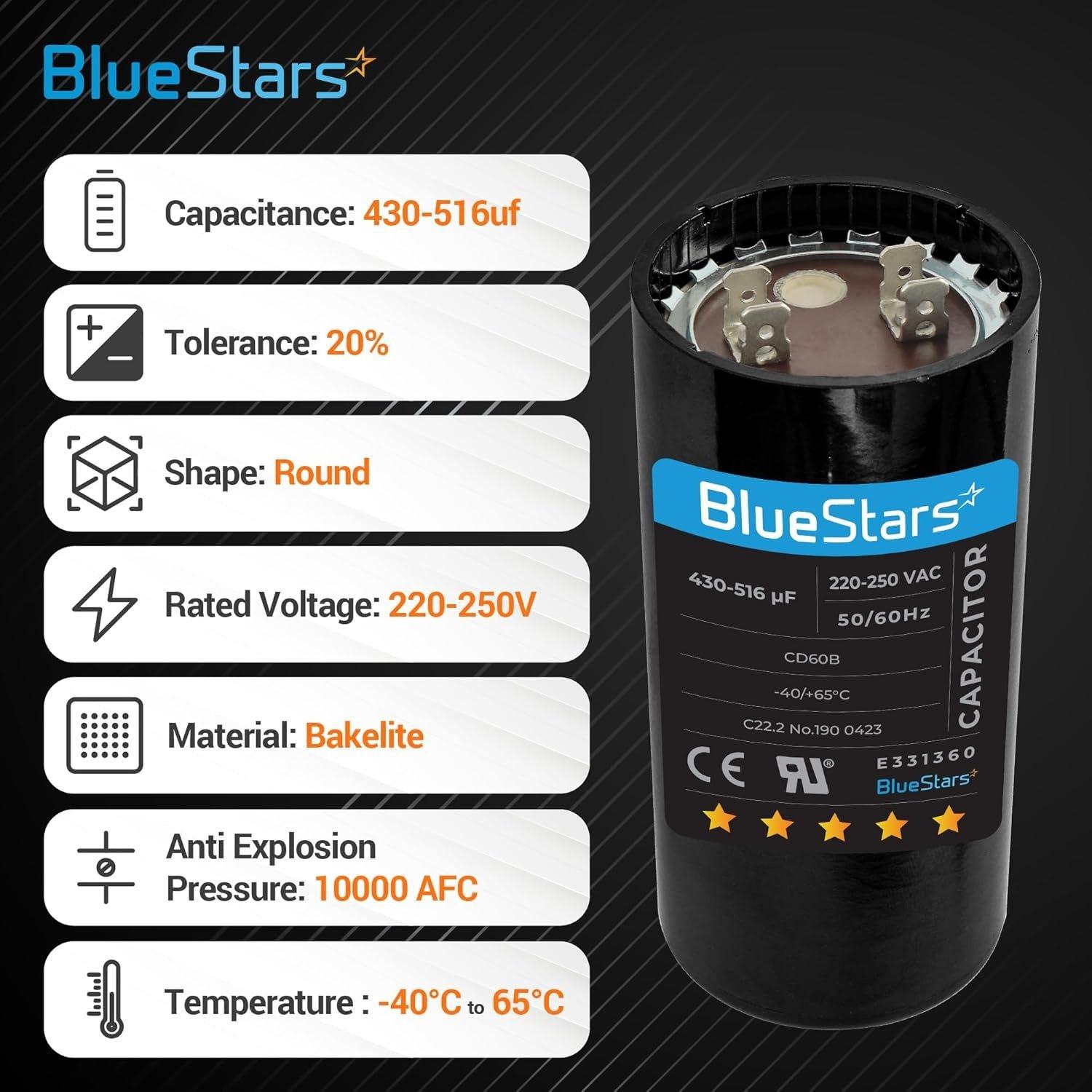 [Lifetime Warranty] 430-516 uF MFD 220-250 VAC ±20% Round Start Capacitor 50/60 Hz - Fits Single-Phase Electric Motors - Pack of 2 image 5