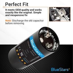 [Lifetime Warranty] 430-516 uF MFD 220-250 VAC ±20% Round Start Capacitor 50/60 Hz - Fits Single-Phase Electric Motors - Pack of 2 thumbnail 4