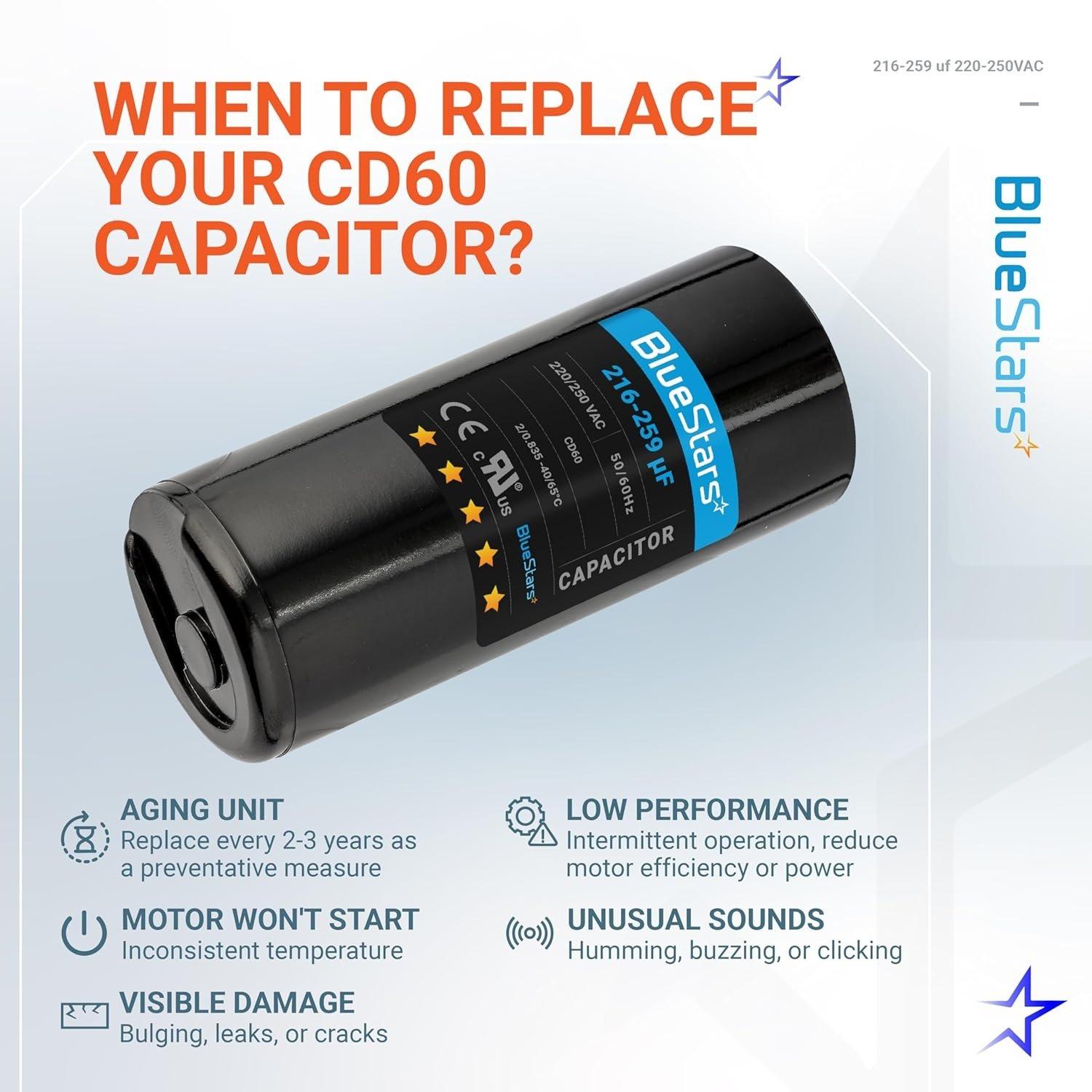 [Lifetime Warranty] 216-259 uF MFD 220-250 VAC 50/60 Hz SC0080 CD60 Round Motor Start Capacitor - Fits AC Motor Run, Fan Start, Heat Pump image 7