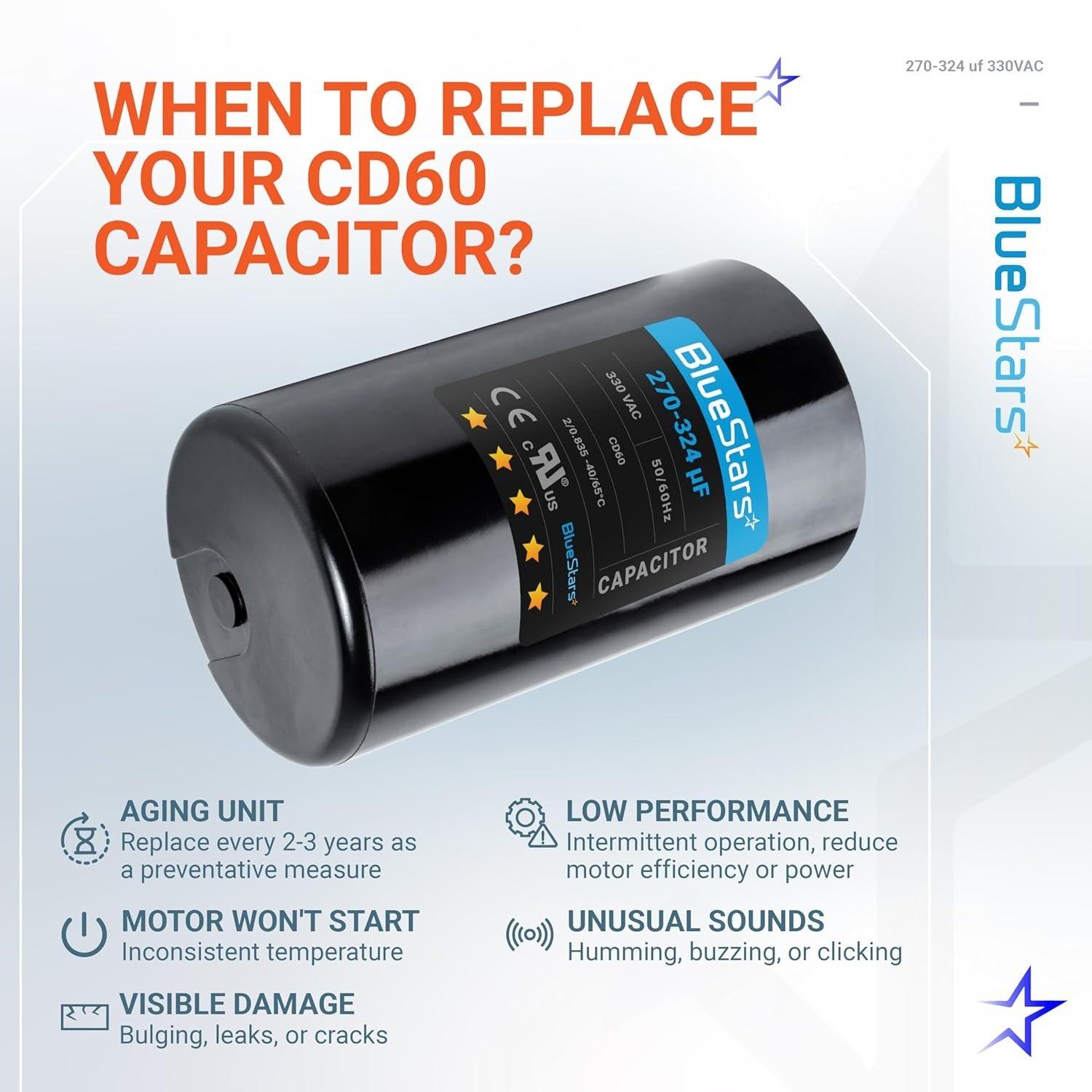 [Lifetime Warranty] 270-324 uF MFD 330 VAC Round Start Capacitor 50/60 Hz - Fits Air Conditioner or Heat Pump Condenser image 8