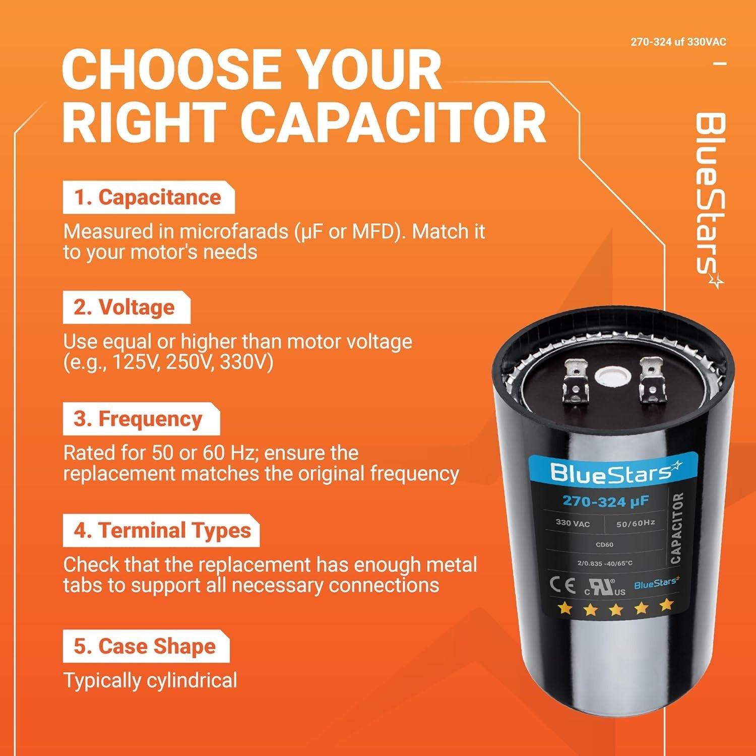 [Lifetime Warranty] 270-324 uF MFD 330 VAC Round Start Capacitor 50/60 Hz - Fits Air Conditioner or Heat Pump Condenser image 3