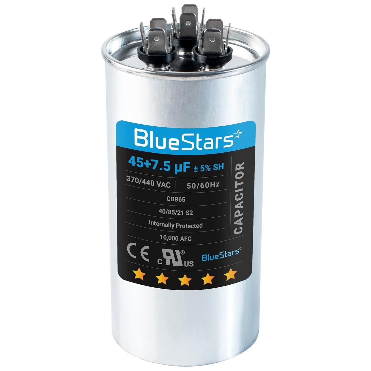 [Lifetime Warranty] 45+7.5 uF MFD 370/440 VAC Round Dual Run Capacitor CBB65 CBB65A - Fits AC Unit Fan Motor, Heat Pump image 0