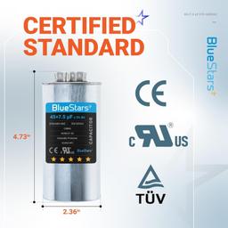[Lifetime Warranty] 45+7.5 uF MFD 370/440 VAC Round Dual Run Capacitor CBB65 CBB65A - Fits AC Unit Fan Motor, Heat Pump thumbnail 6