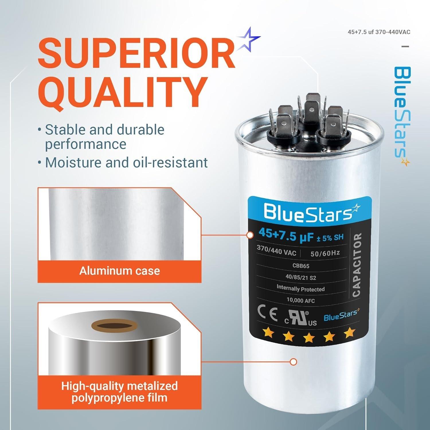 [Lifetime Warranty] 45+7.5 uF MFD 370/440 VAC Round Dual Run Capacitor CBB65 CBB65A - Fits AC Unit Fan Motor, Heat Pump image 11