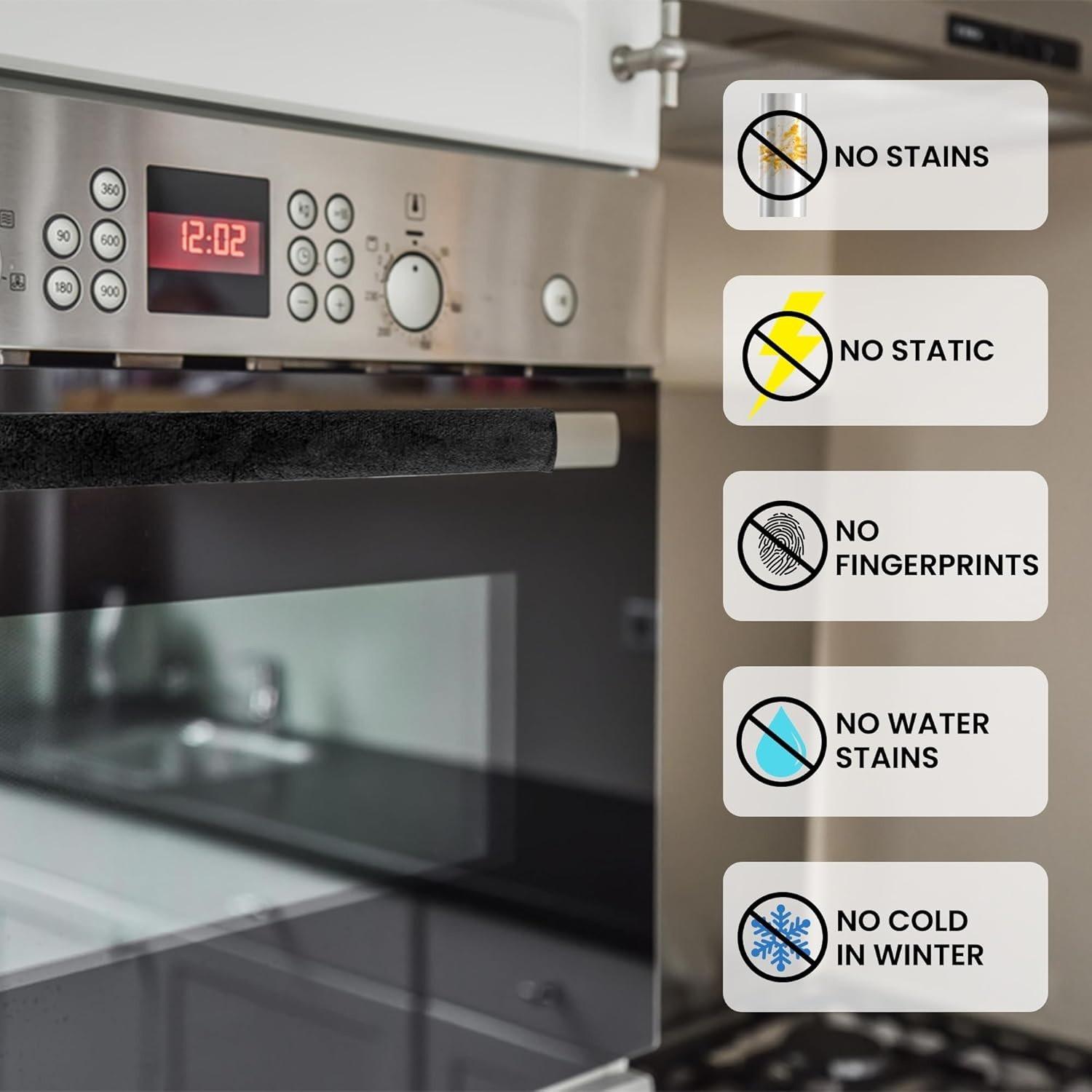 4-PCS Appliances Door Handle Covers – Elegant Black image 3