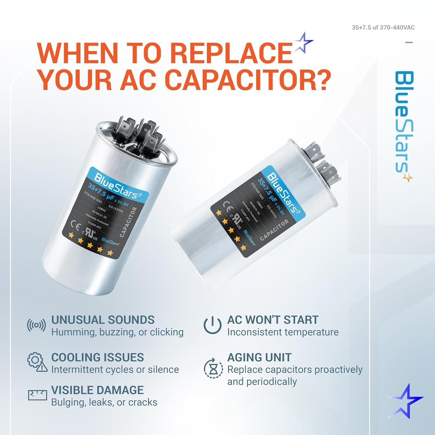 [Lifetime Warranty] 35+7.5 uF MFD 370/440 VAC Dual Run Capacitor CBB65B - Fits AC Motor, Fan Start, Heat Pump - Replaces TRCFD3575 image 7