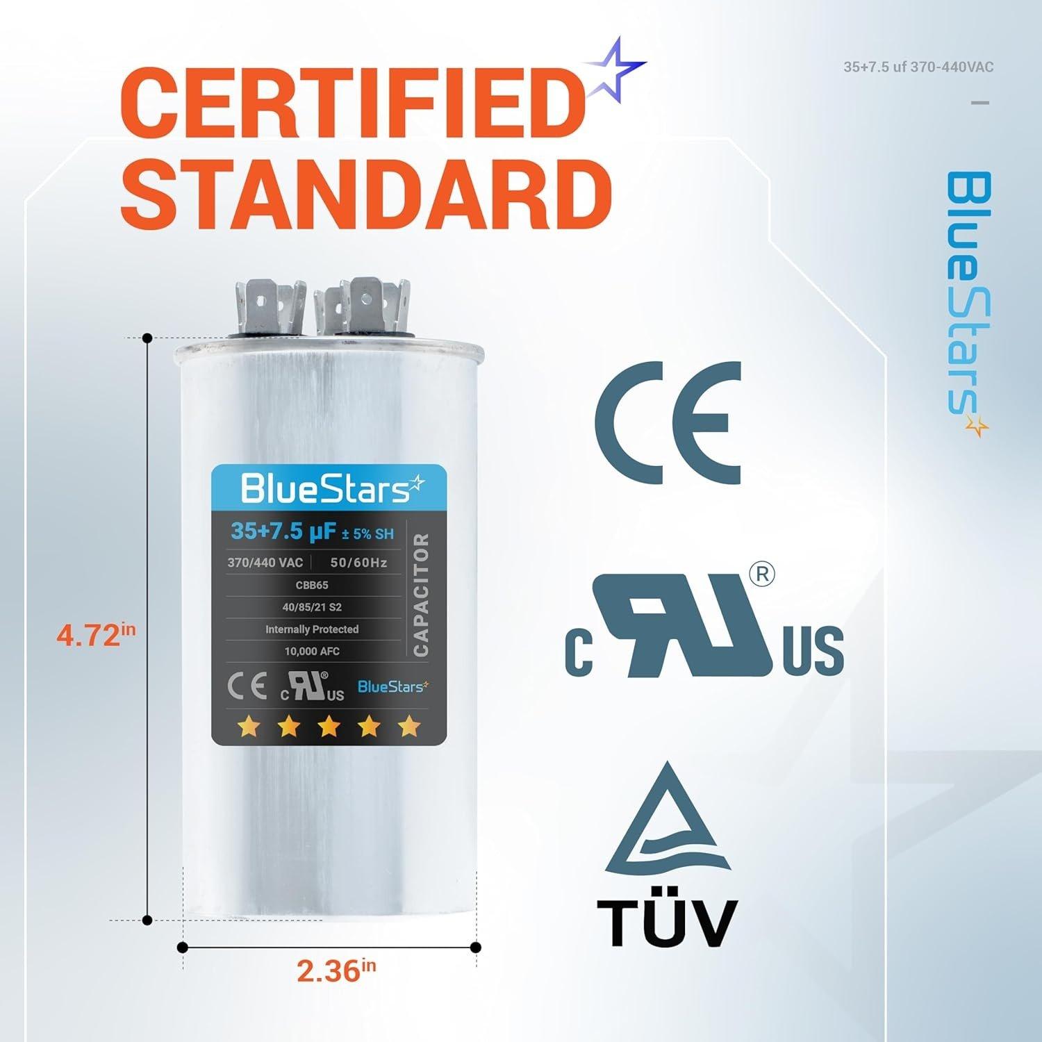 [Lifetime Warranty] 35+7.5 uF MFD 370/440 VAC Dual Run Capacitor CBB65B - Fits AC Motor, Fan Start, Heat Pump - Replaces TRCFD3575 image 5