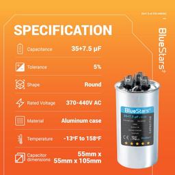 [Lifetime Warranty] 35+7.5 uF MFD 370/440 VAC Dual Run Capacitor CBB65B - Fits AC Motor, Fan Start, Heat Pump - Replaces TRCFD3575 thumbnail 6