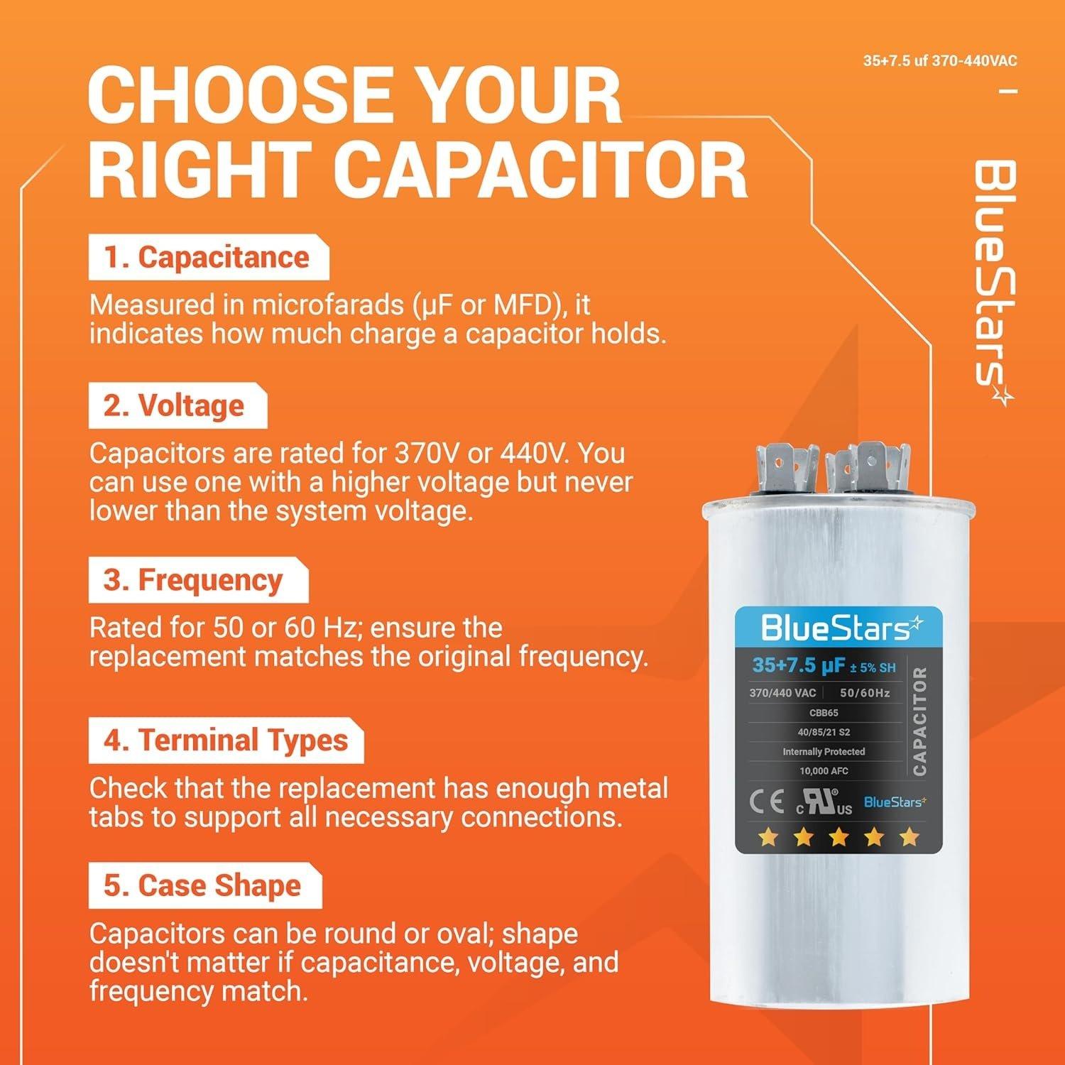 [Lifetime Warranty] 35+7.5 uF MFD 370/440 VAC Dual Run Capacitor CBB65B - Fits AC Motor, Fan Start, Heat Pump - Replaces TRCFD3575 image 9