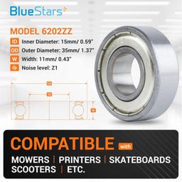 [Lifetime Warranty] 4-pack 6202-ZZ Double Metal Seal Bearings 15x35x11mm thumbnail 1