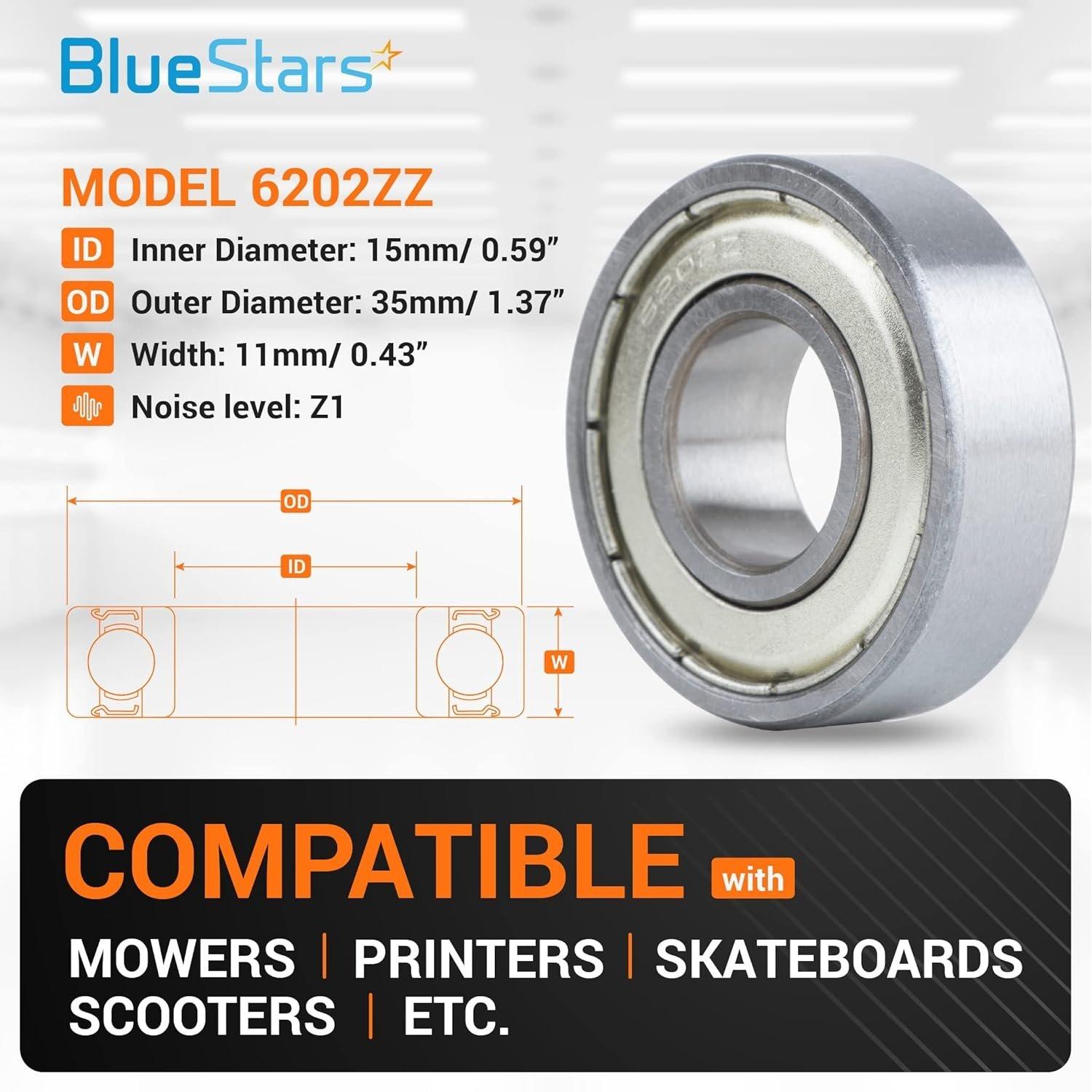 [Lifetime Warranty] 4-pack 6202-ZZ Double Metal Seal Bearings 15x35x11mm image 1