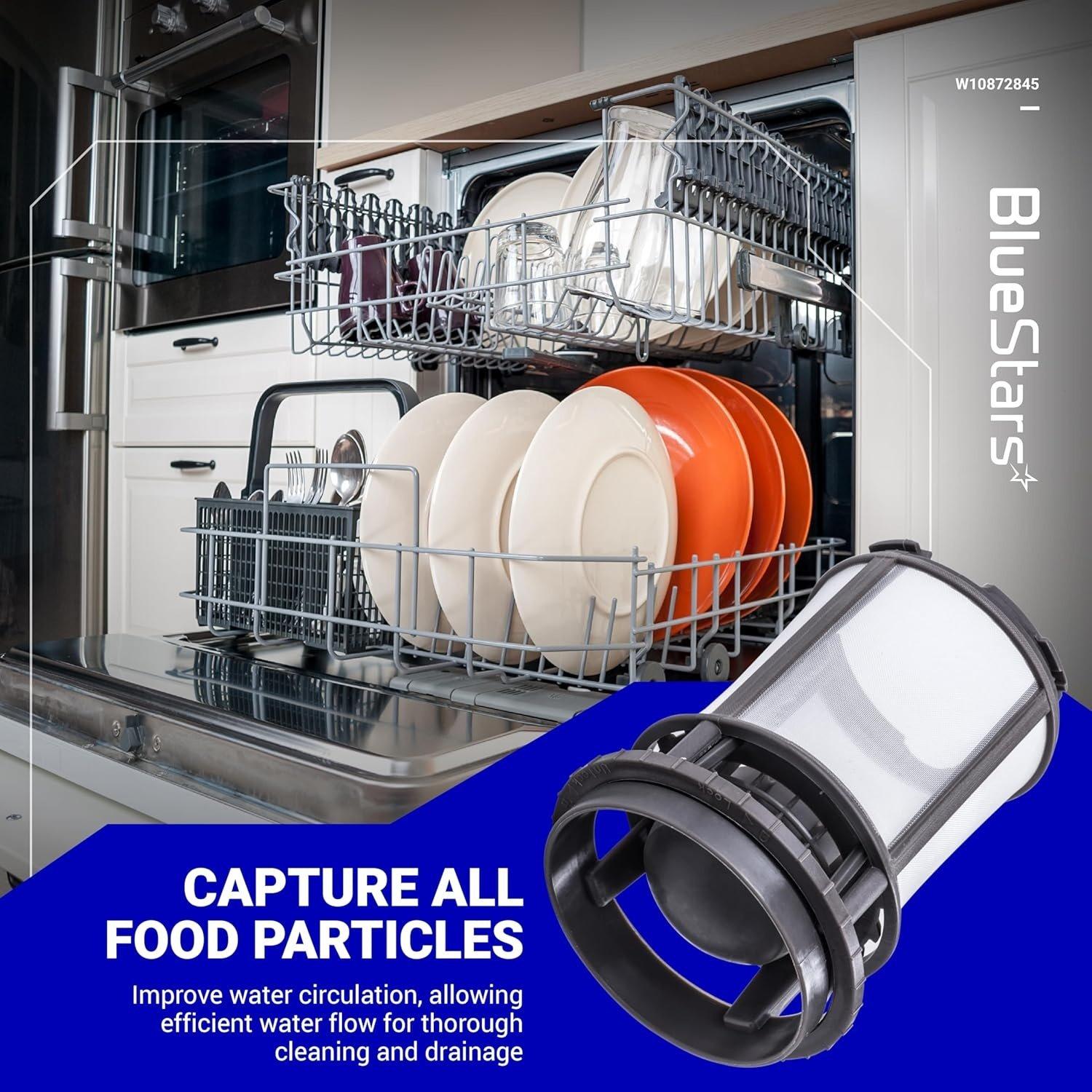 [Lifetime Warranty] W10872845 Dishwasher Pump Filter Cup Replacement - Fit for Whirlpool Kenmore Amana KitchenAid Dishwashers - Replaces 8579307 W10056425 W10056426 W10142911 image 3