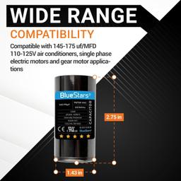 [Lifetime Warranty] 145-175 uF MFD 110-125 VAC 50/60 Hz Round Start Capacitor - Fits AC Condenser Fan, Electric Motor thumbnail 6
