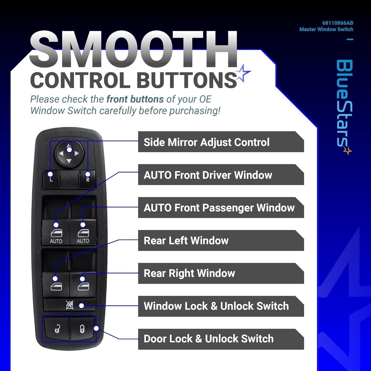 [Lifetime Warranty] 68110866AB Driver Side Power Master Window Switch image 3