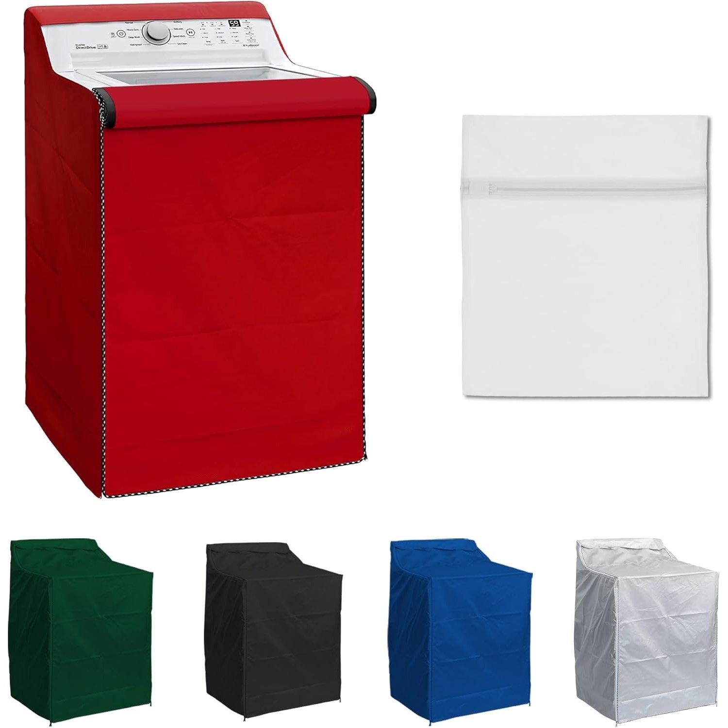 W29”x D28”x H43 Washing Machine Cover with Laundry Bag (Red) image 0