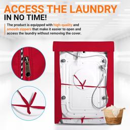 W29”x D28”x H43 Washing Machine Cover with Laundry Bag (Red) thumbnail 5