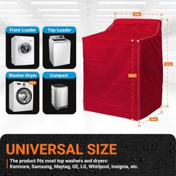 W29”x D28”x H43 Washing Machine Cover with Laundry Bag (Red) thumbnail 7